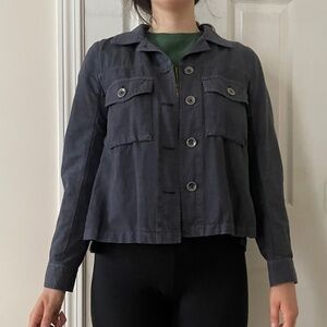 Grey/black Caslon Utility Jacket with Buttons